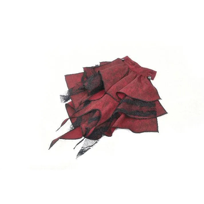 Gothic Rüschen-Spitzen-Langarmshirt für Damen Rot