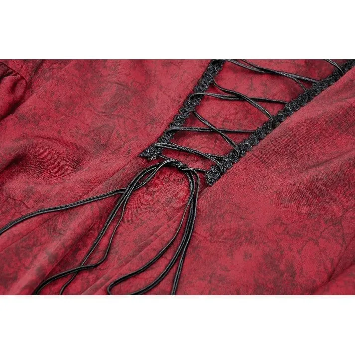 Gothic Rüschen-Spitzen-Langarmshirt für Damen Rot