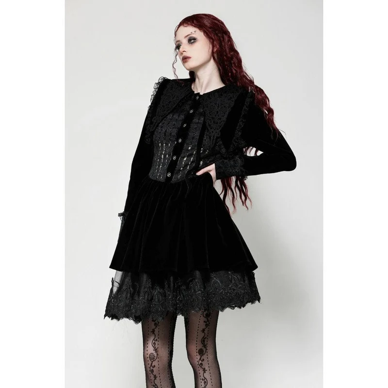 Kurzes Gothic-Spitzensamtkleid für Damen