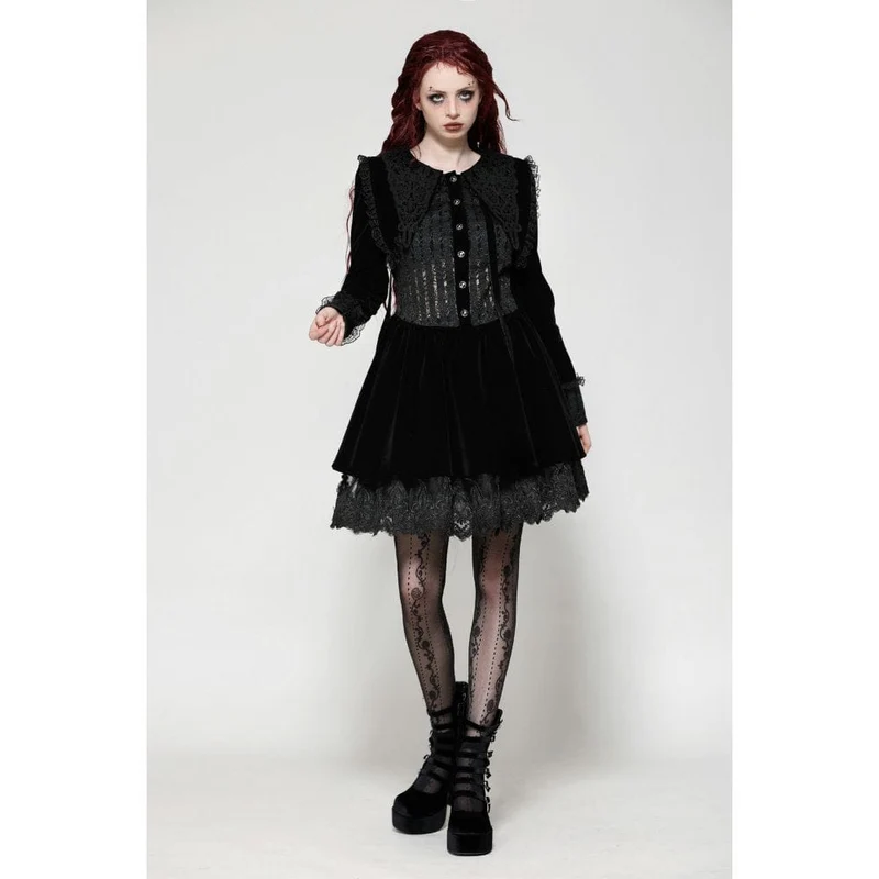 Kurzes Gothic-Spitzensamtkleid für Damen
