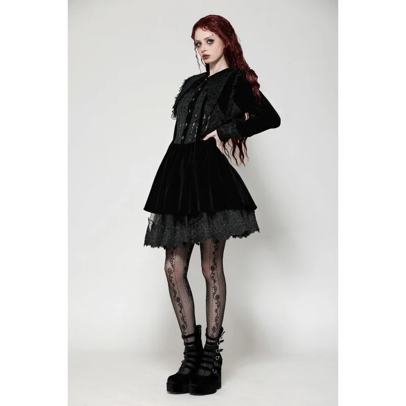 Kurzes Gothic-Spitzensamtkleid für Damen