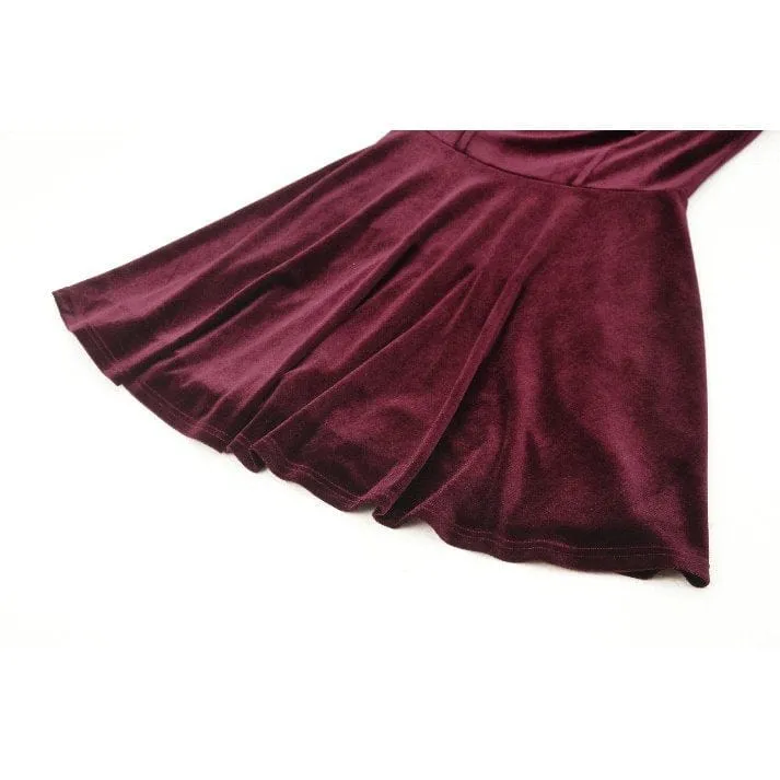 Rotes, gotisches Häkelkleid aus Samt für Damen, Abschlusskleid