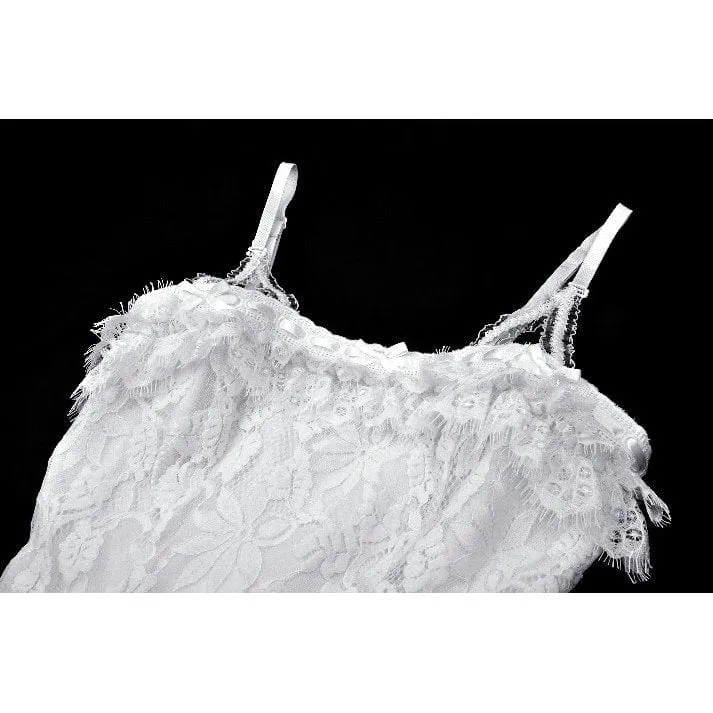 Weißes, gotisches, plissiertes Spitzen-Unterkleid für Damen – Hochzeitskleid