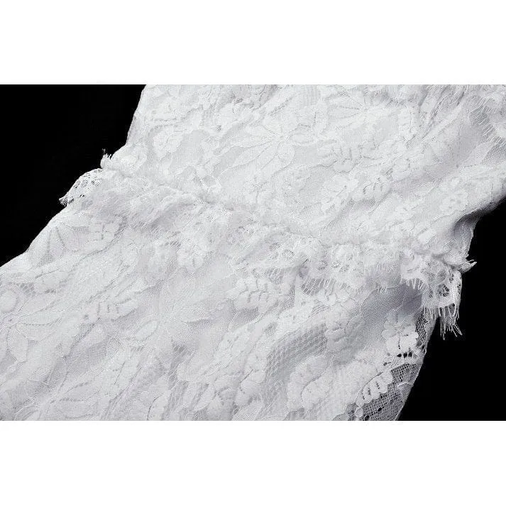 Weißes, gotisches, plissiertes Spitzen-Unterkleid für Damen – Hochzeitskleid