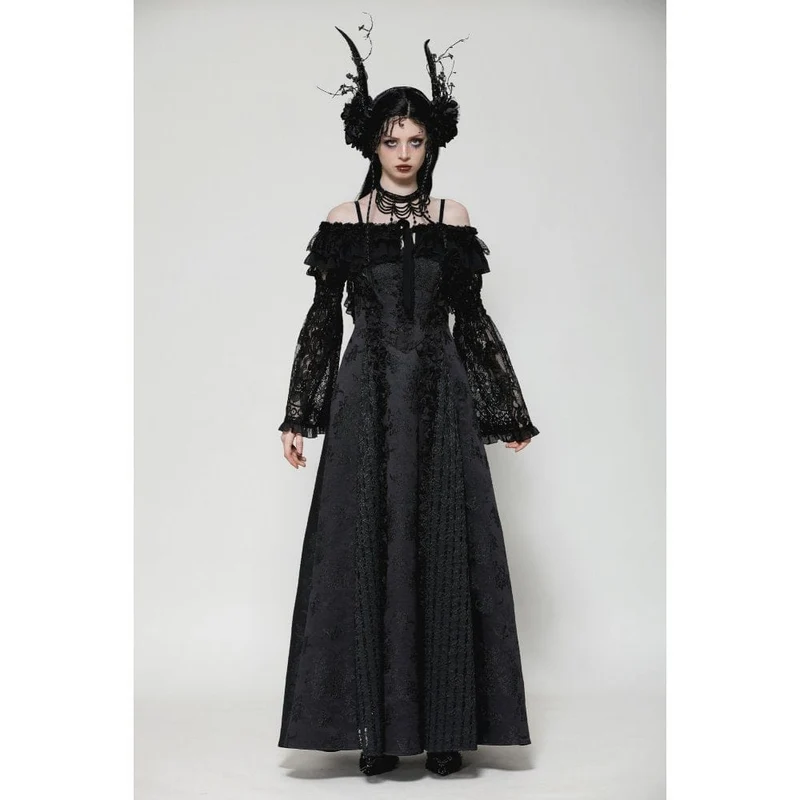 Gothic Cape mit Rüschen und Spitzenriemen für Damen
