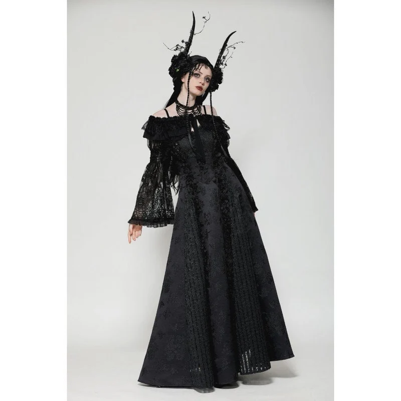 Gothic Cape mit Rüschen und Spitzenriemen für Damen