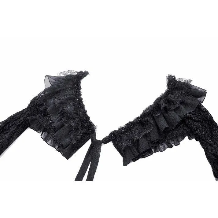 Gothic Cape mit Rüschen und Spitzenriemen für Damen