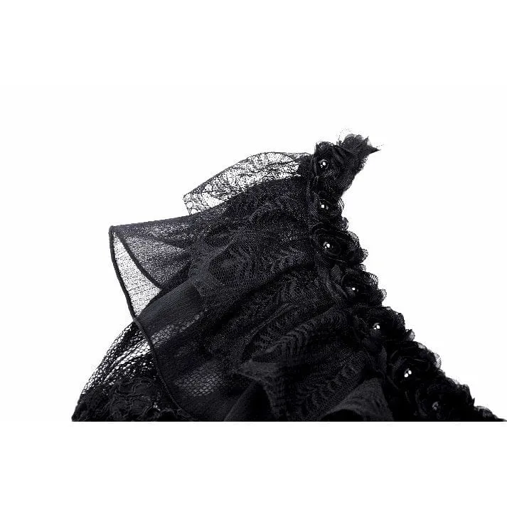 Gothic Cape mit Rüschen und Spitzenriemen für Damen