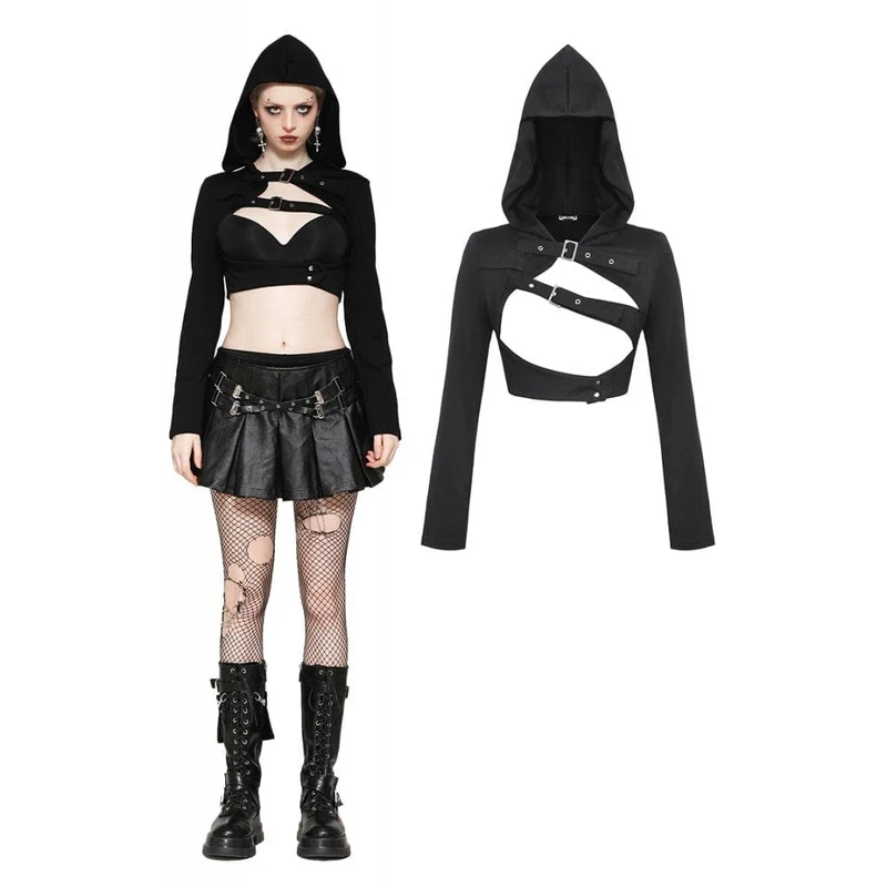 Punk-Umhang mit Cut-Outs und Kapuze für Damen