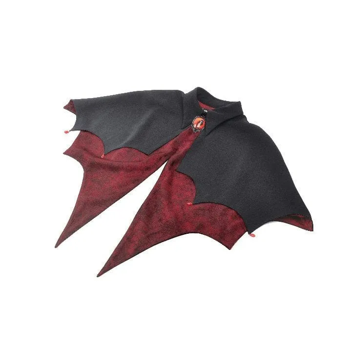Gothic Batwing Diamond Cape für Damen Schwarz Rot