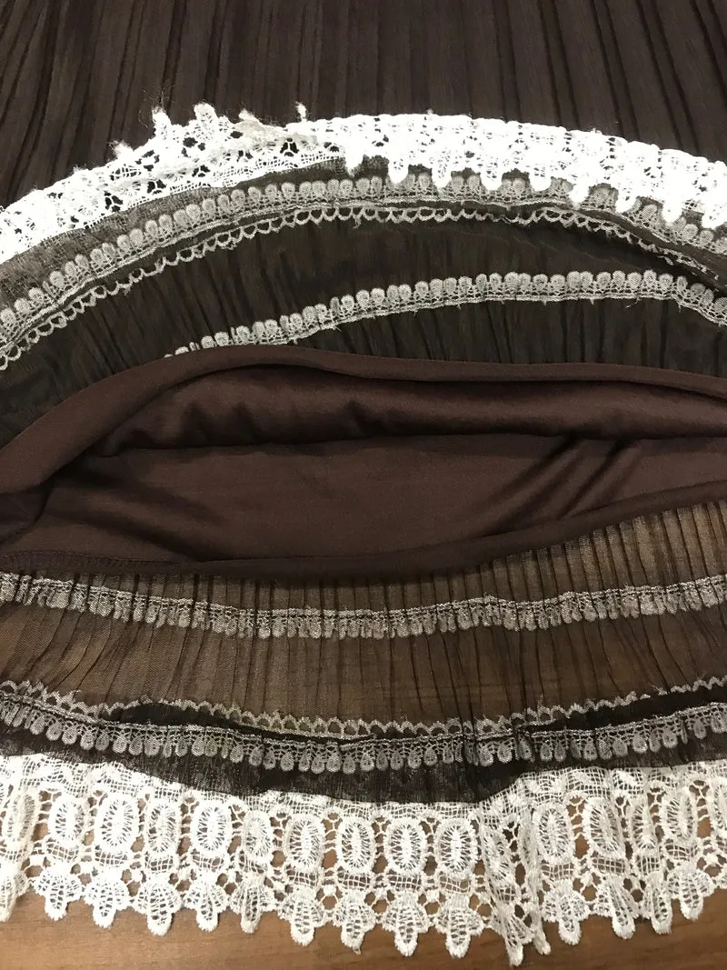 Vintage 70er Boho Rock Braun mit Spitze Gr. 38