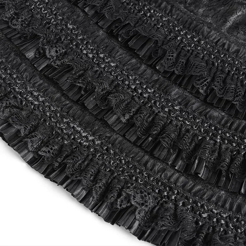 Gothic-Beinstulpen für Damen mit mehreren Lagen, Spitzenbesatz und Schnallen