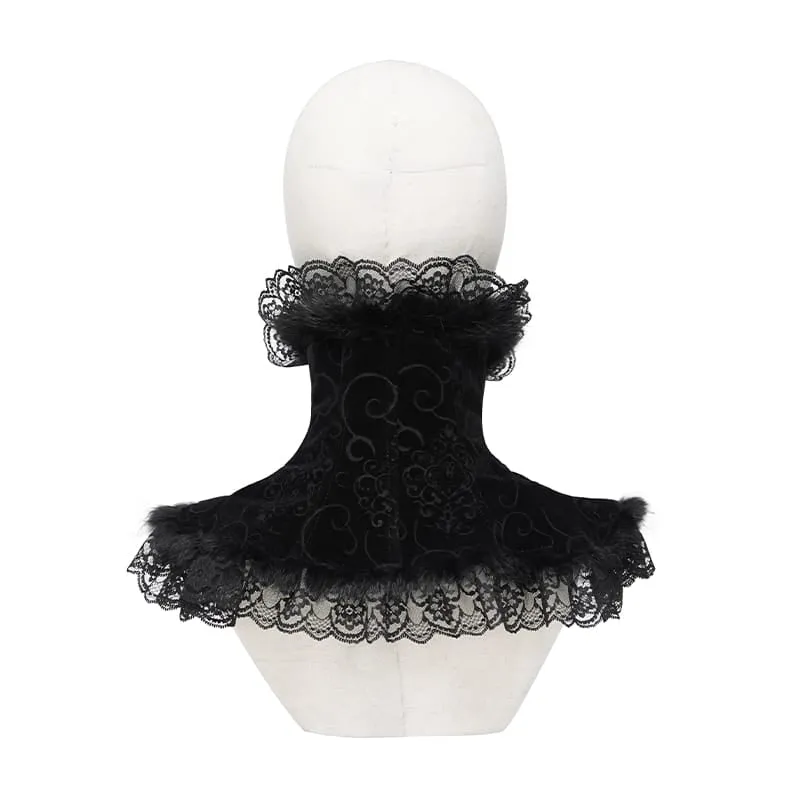 Gothic-Halskette für Damen aus Samt mit Kreuz und Spitzenbesatz