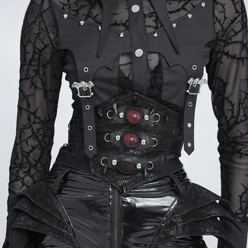 Gothic-Gürtel mit Stacheln und bösen Augen für Damen
