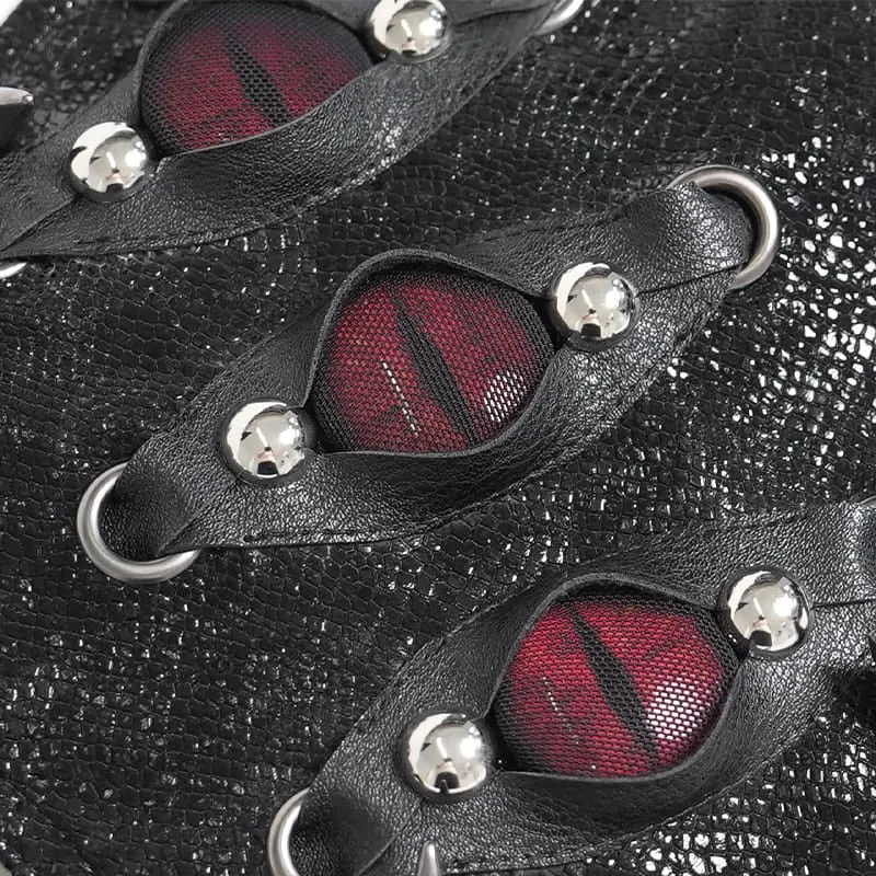 Gothic-Gürtel mit Stacheln und bösen Augen für Damen