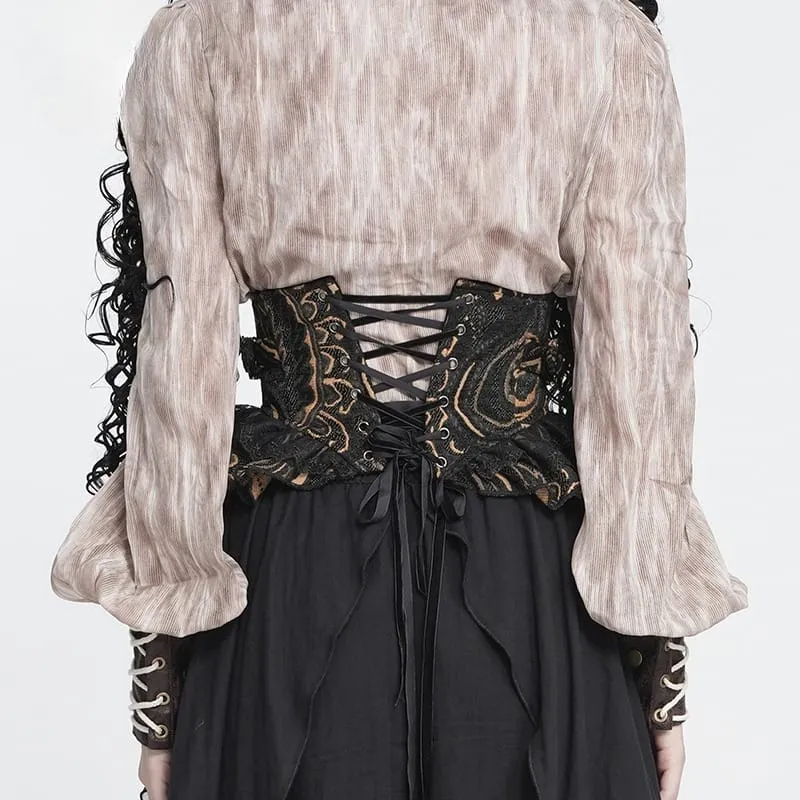 Gothic-Jacquard-Mieder mit Schnürung und Reißverschluss für Damen