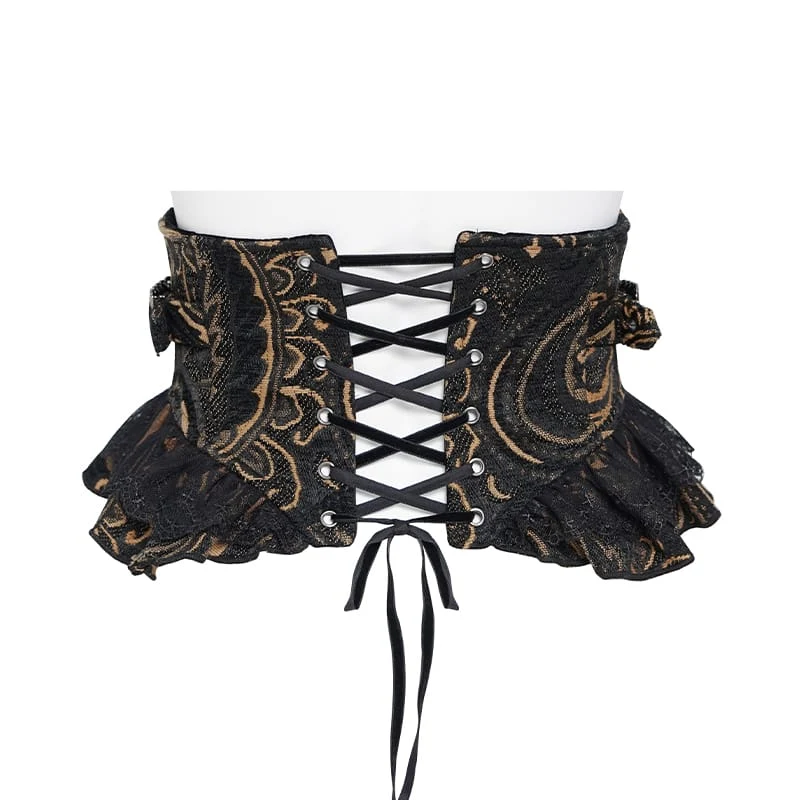 Gothic-Jacquard-Mieder mit Schnürung und Reißverschluss für Damen
