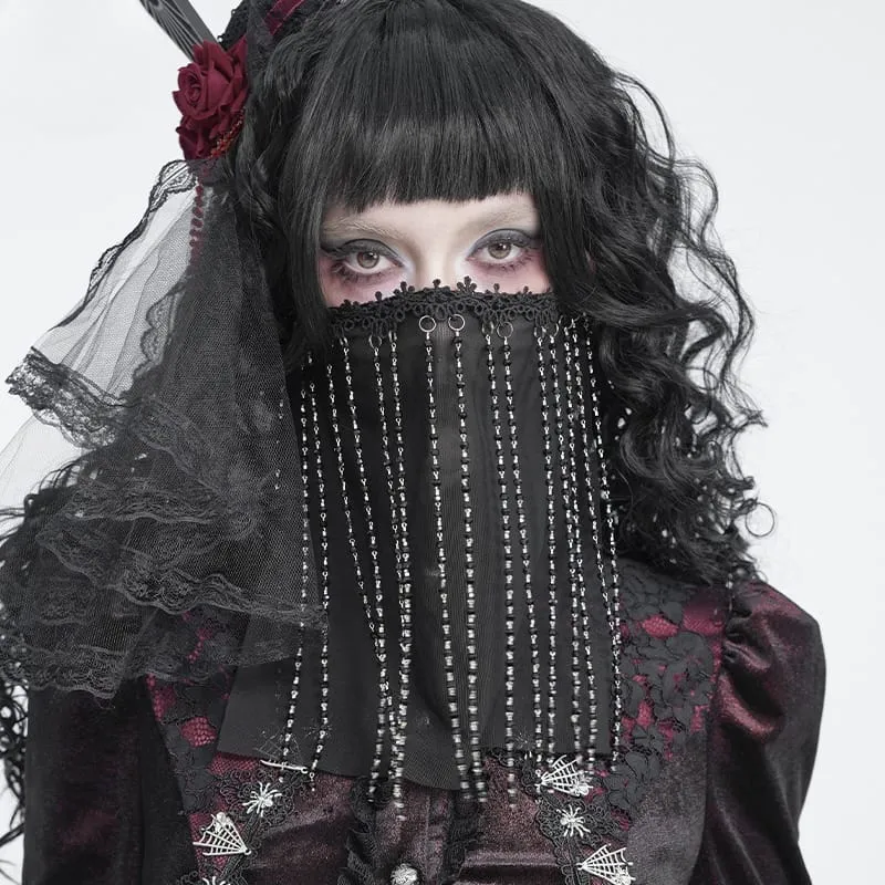 Gothic-Maske für Damen mit Perlenquasten