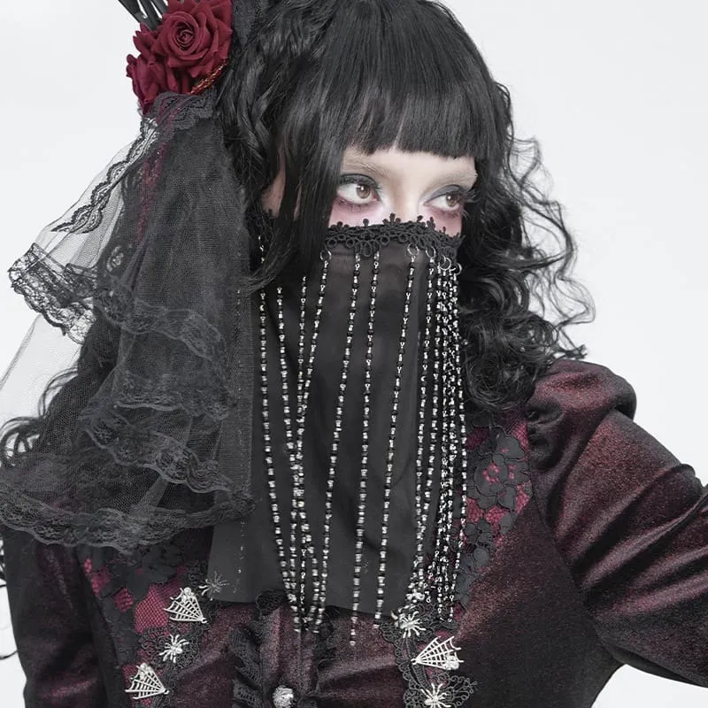 Gothic-Maske für Damen mit Perlenquasten