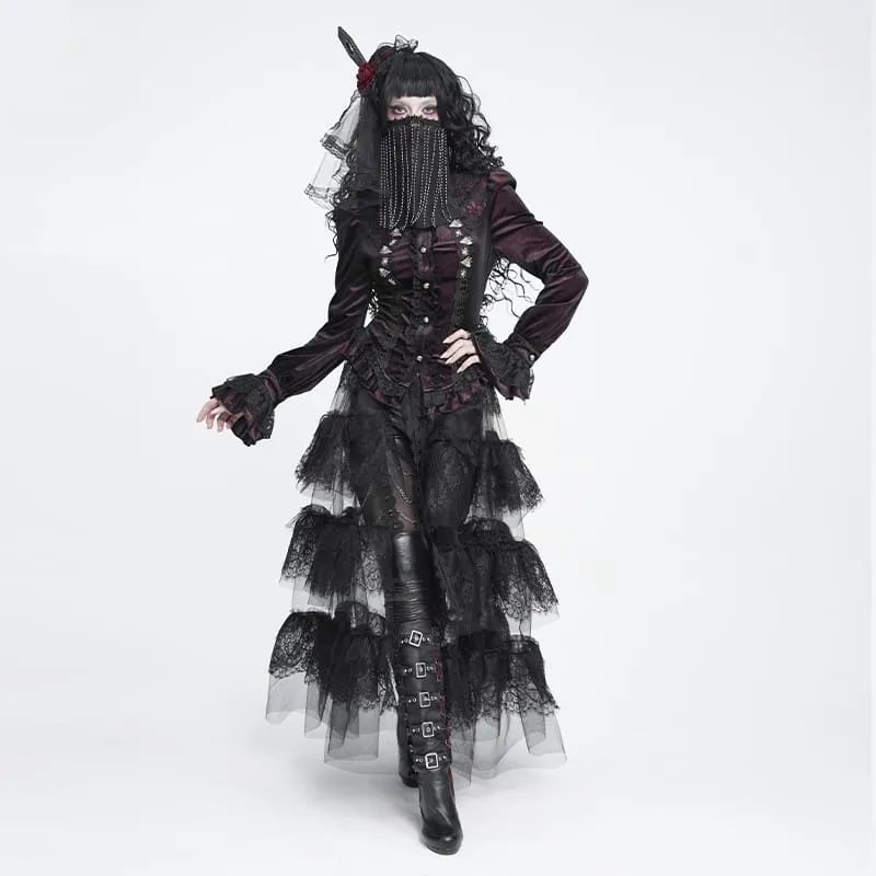 Gothic-Maske für Damen mit Perlenquasten