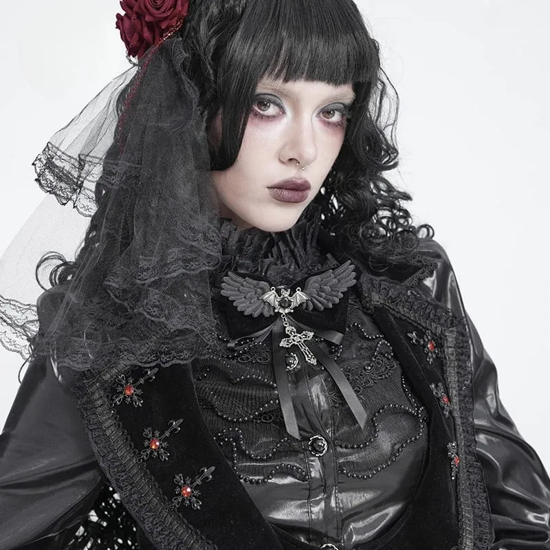 Gothic-Haarnadel mit Fledermaus-Kreuz und Schleife für Damen