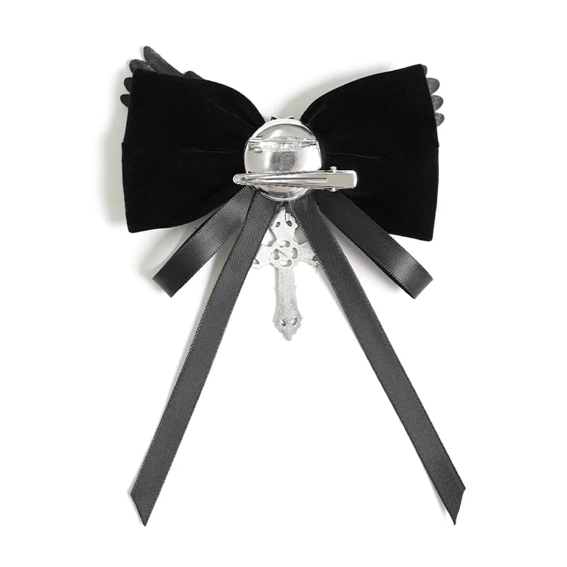 Gothic-Haarnadel mit Fledermaus-Kreuz und Schleife für Damen