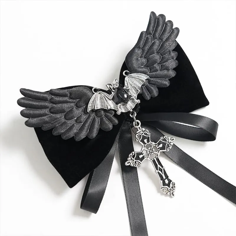 Gothic-Haarnadel mit Fledermaus-Kreuz und Schleife für Damen