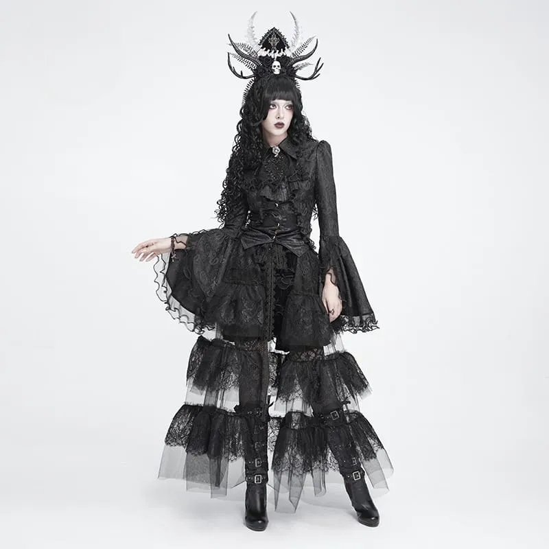 Gothic-Kopfbedeckung für Damen mit Rosenkreuz und Totenkopf