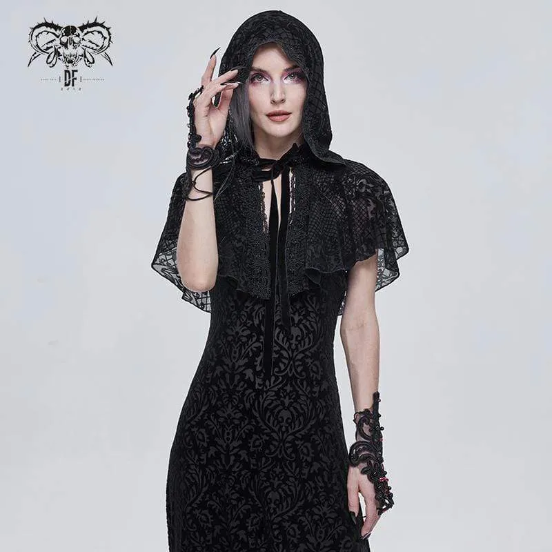 Gothic-Handschuhe mit Blumenmuster für Damen, transparent