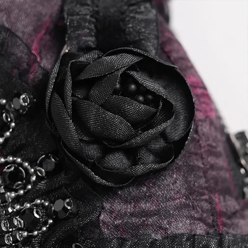 Gothic-Tasche für Damen mit Rosenkreuz und Spitzenbesatz, schwarz-rot