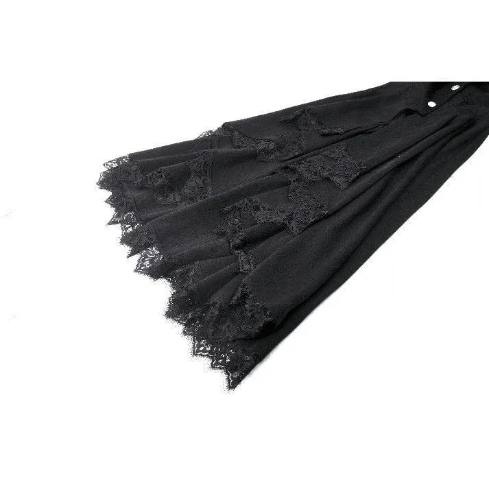 Romantischer Gothic-Mantel mit Spitzenknöpfen und Kapuze für Damen