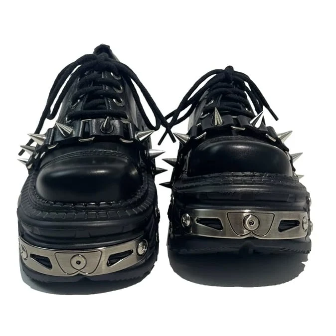 Punkige Herren-Plateau-Schnürschuhe mit Nieten
