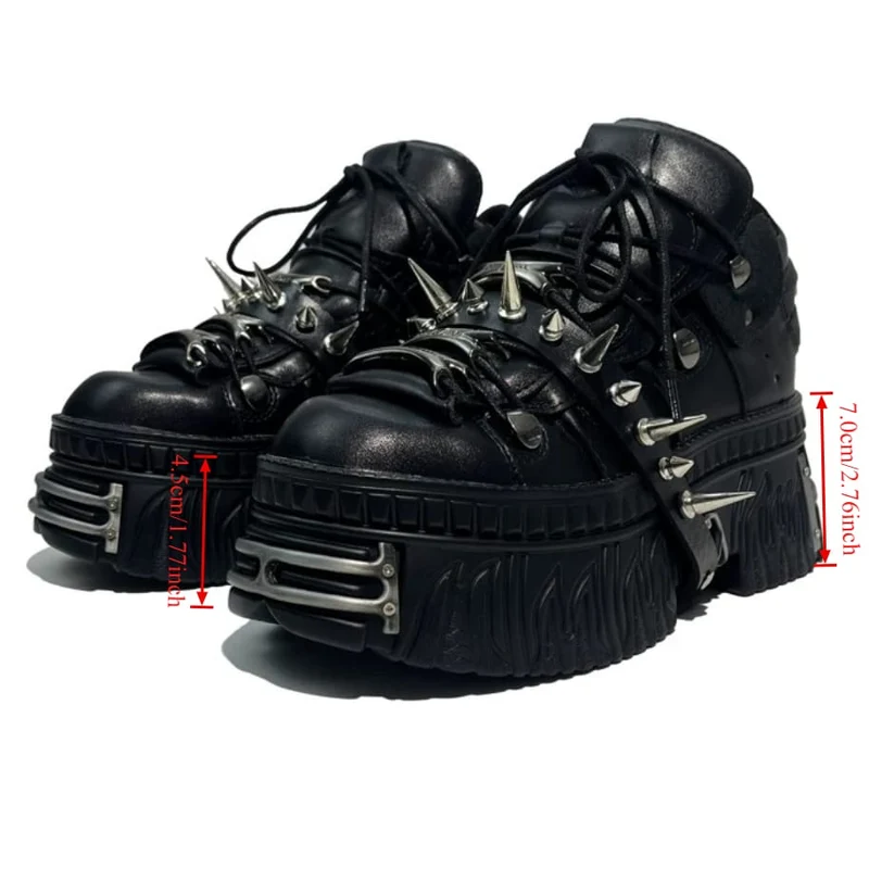 Schwarze Punk-Plateauschuhe für Herren mit Spikes