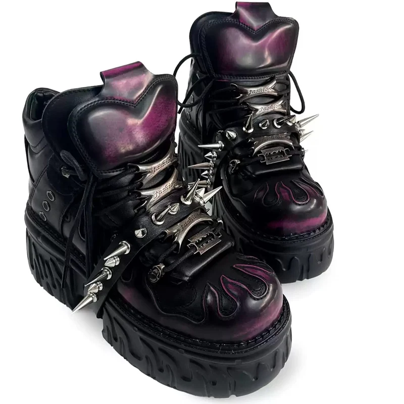 Punkrock-Plateauschuhe für Herren mit Nieten und klobiger Sohle