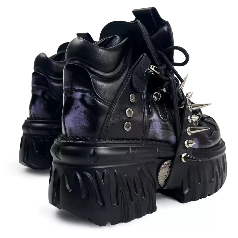 Punkrock-Plateauschuhe für Damen mit Nieten und klobigem Absatz