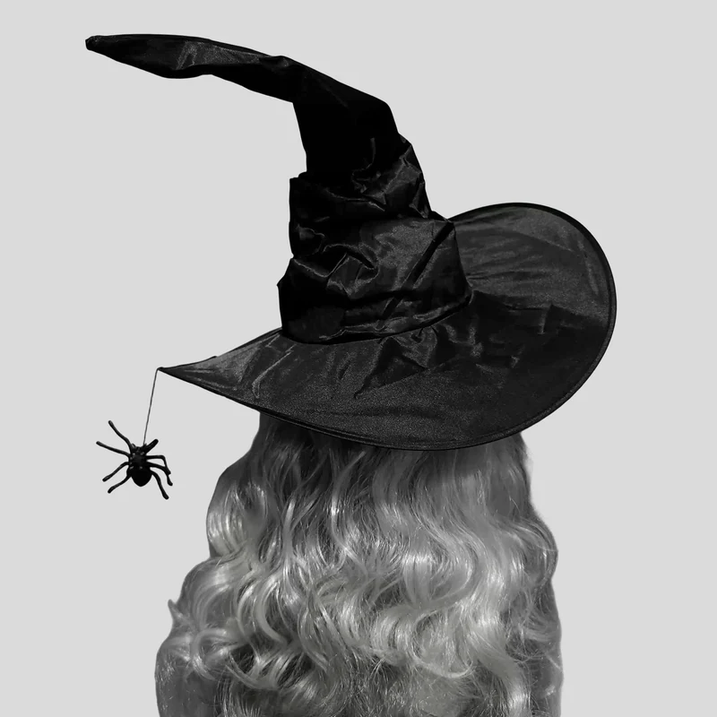 Gothic-Hexenhut für Damen, gerafft, schief