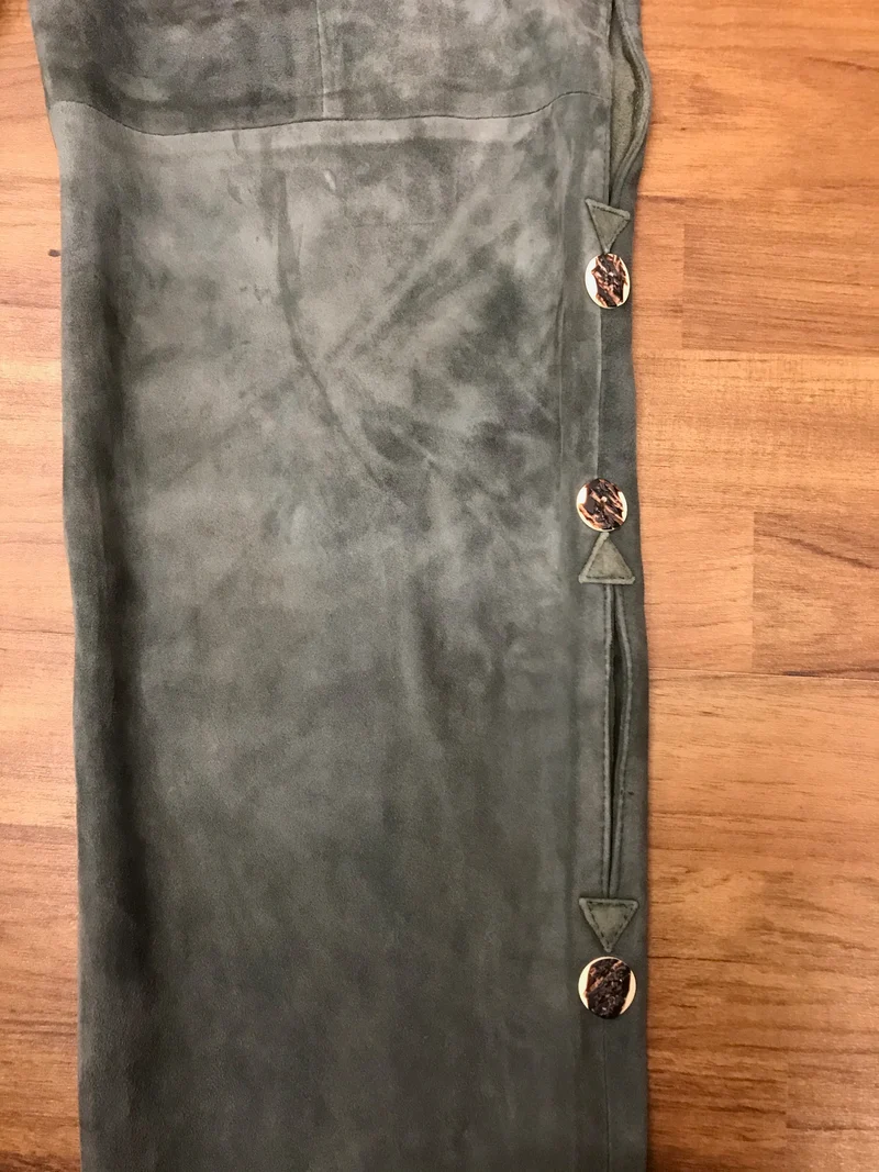 Vintage Trachten Lederhose Herren lang Gr. 52 – dunkelgrün Echtleder 1990er
