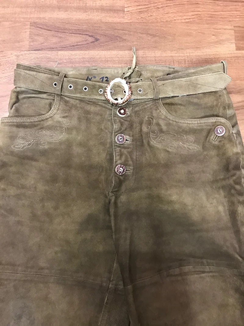 Vintage Lederhose Herren lang Gr. 48 – braun Trachtenhose Ziegenleder 80er/90er