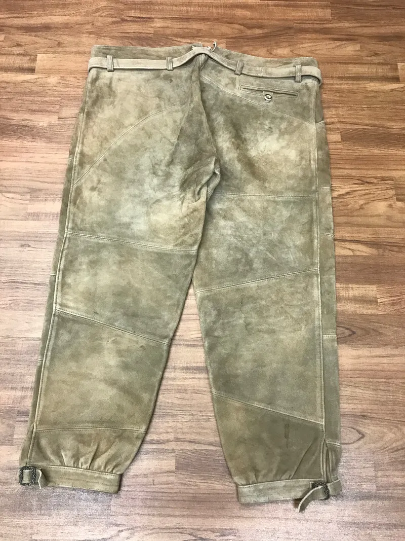 Vintage Lederhose Herren lang Gr. 64 – Durner Memmingen Trachtenhose braun mit Gürtel