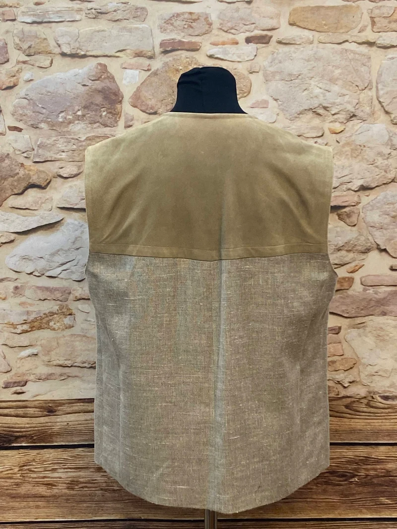 Trachtenweste Leinen & Veloursleder – Beige – Gr. 52 (Sale)