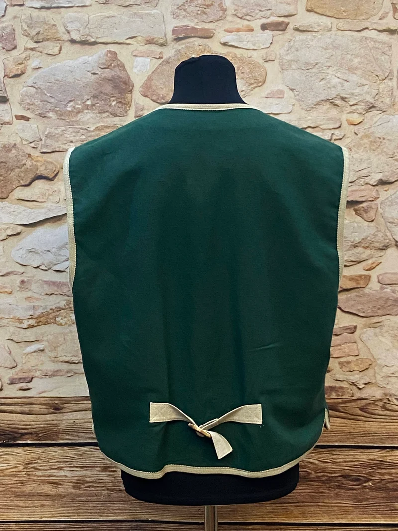 Vintage Trachtenweste Grün-Beige mit Jagdmotiv · Made aus Salzburg · Gr. 56