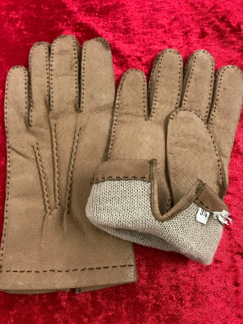 Vintage Lederhandschuhe Herren – Größe 9 ¼ – Beige