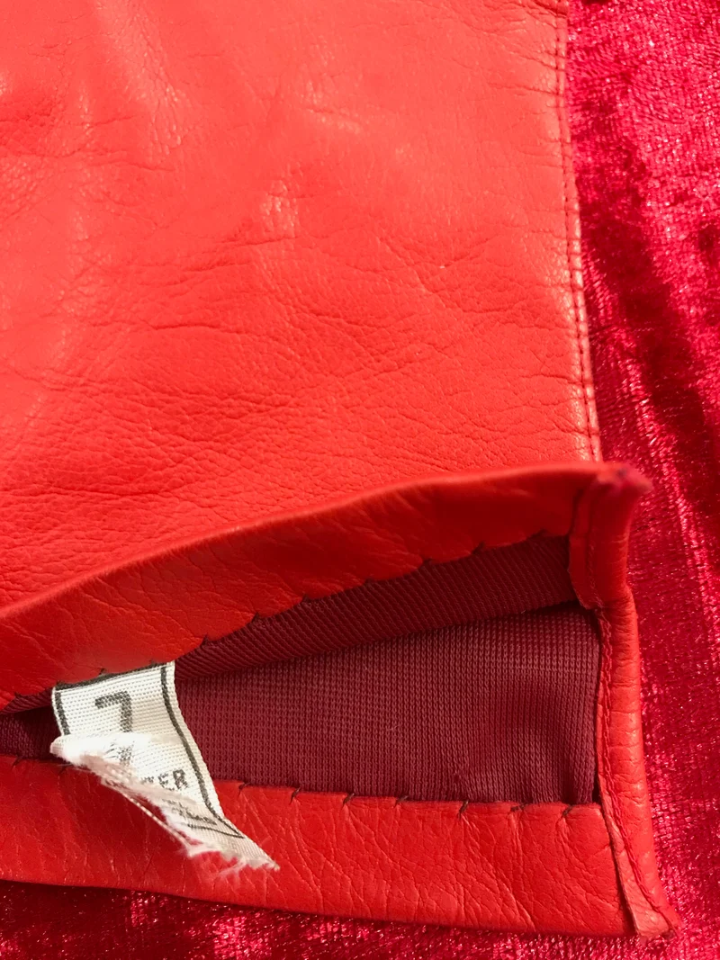 Vintage Handschuhe Leder Rot – Größe M (7)