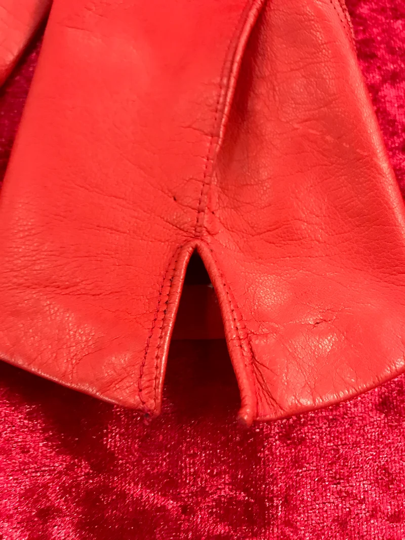 Vintage Handschuhe Leder Rot – Größe M (7)