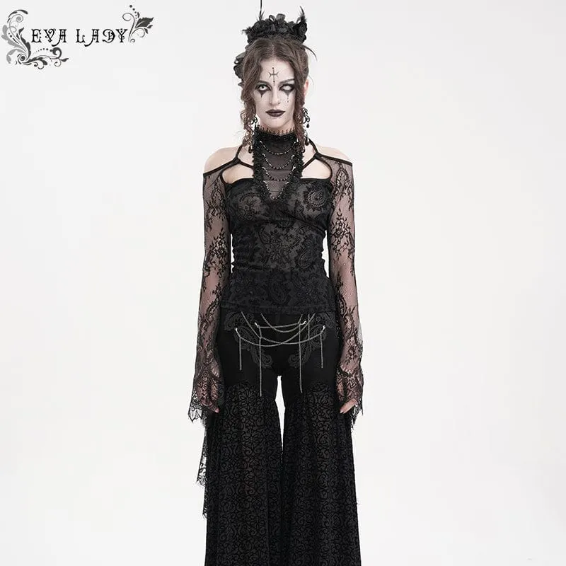 Zerrissenes Gothic-Langarmhemd aus Spitze für Damen
