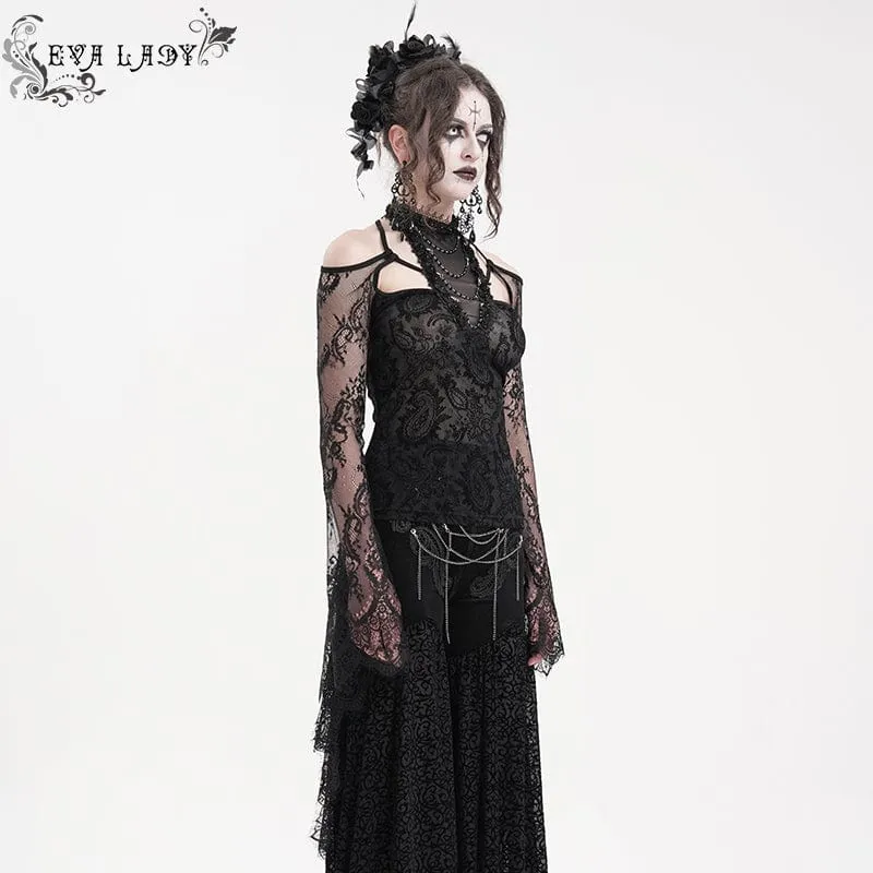 Zerrissenes Gothic-Langarmhemd aus Spitze für Damen