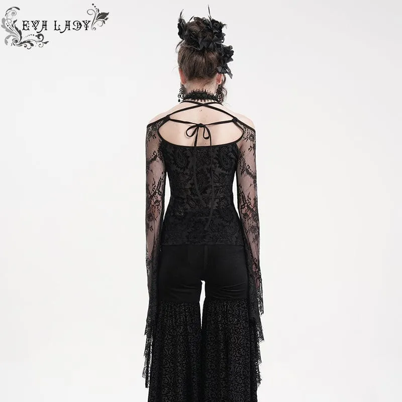 Zerrissenes Gothic-Langarmhemd aus Spitze für Damen