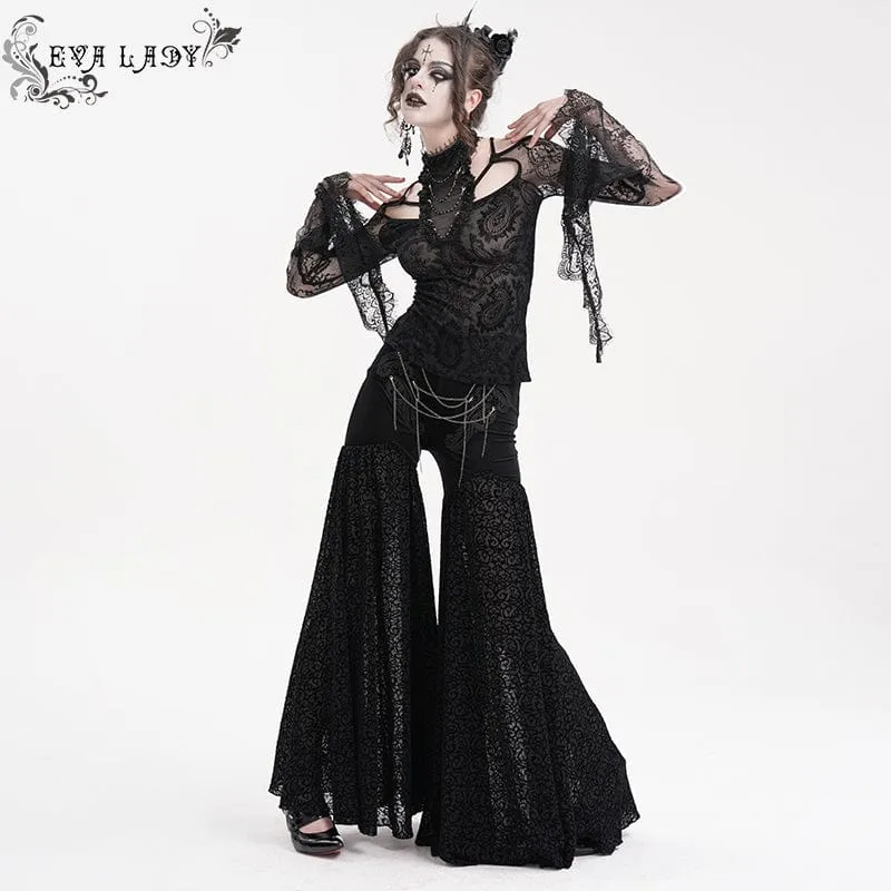 Zerrissenes Gothic-Langarmhemd aus Spitze für Damen