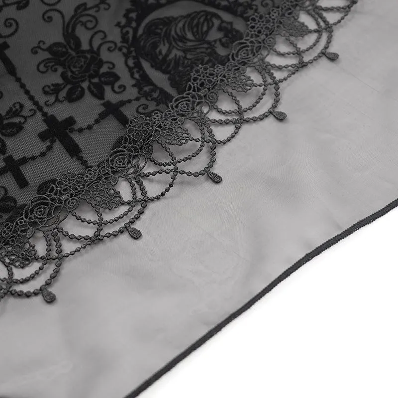 Damen Gothic Spitzen Häkelkleid Langarm Brautkleid
