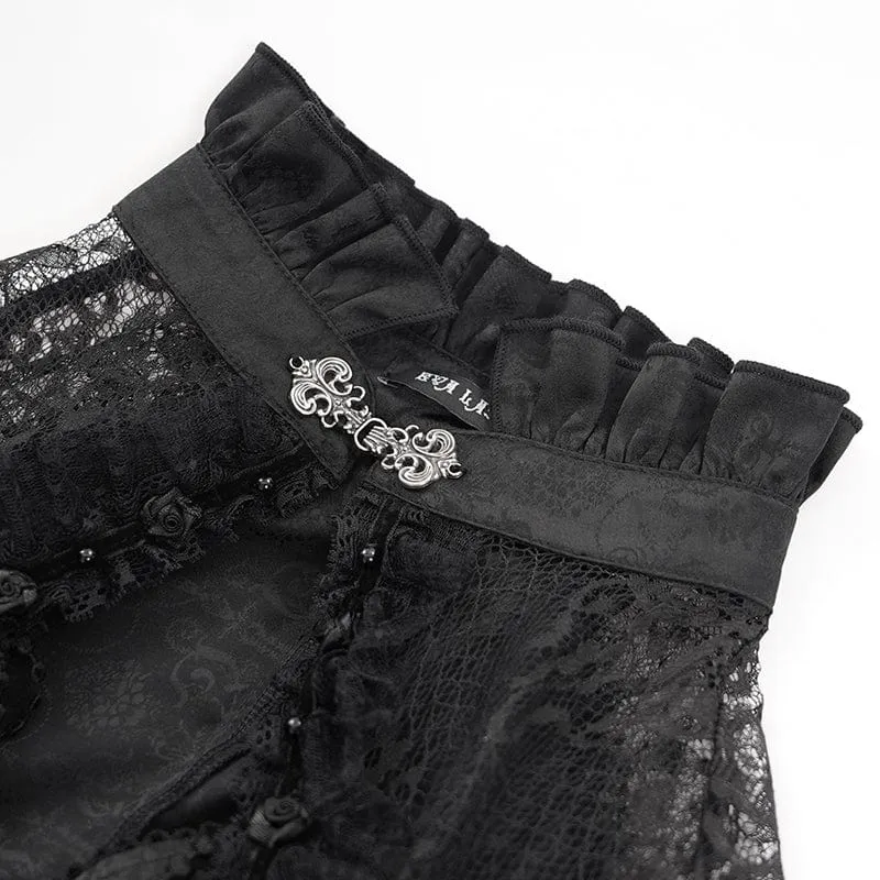 Gothic-Langarmshirt mit Quasten und Cut-Out für Damen